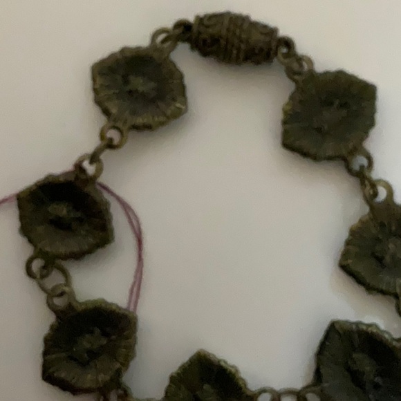 Hand Crafted Bracelet Blue Crystals Clear Rhinestones Bronze Magnetic Clasp - Picture 8 of 9